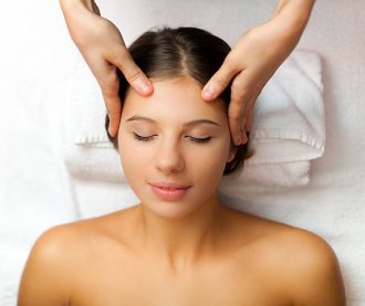 Woman having a massage in a spa